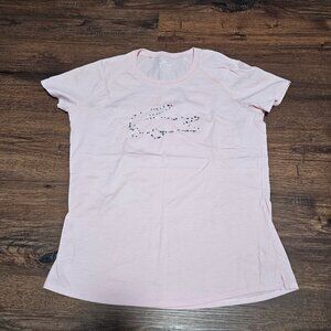 Lacoste Light Pink RHINESTONE CROC Logo Pima Cotton Short Sleeve Tee 42